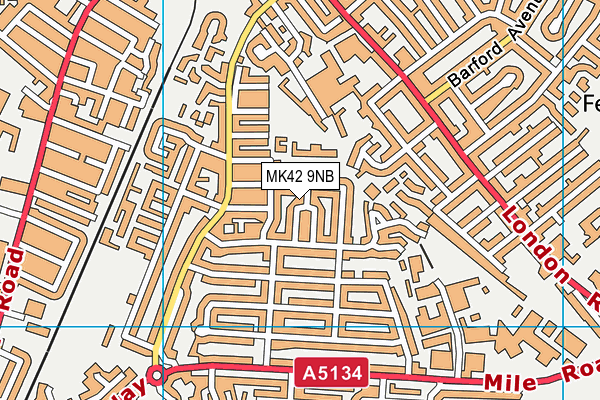 MK42 9NB map - OS VectorMap District (Ordnance Survey)