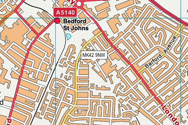 MK42 9NW map - OS VectorMap District (Ordnance Survey)