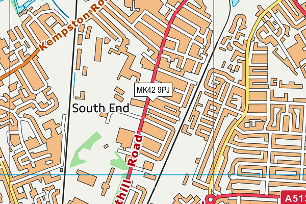 MK42 9PJ map - OS VectorMap District (Ordnance Survey)