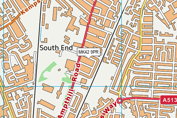 MK42 9PR map - OS VectorMap District (Ordnance Survey)