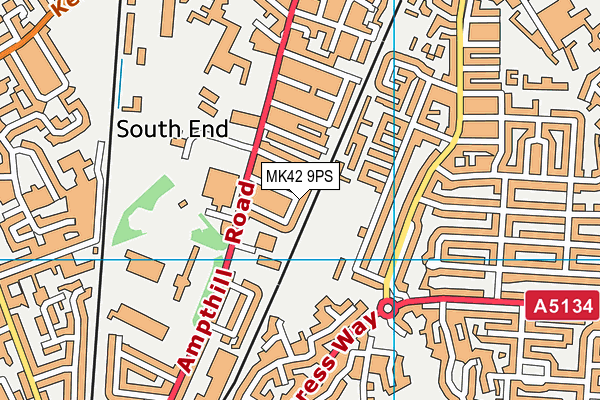 MK42 9PS map - OS VectorMap District (Ordnance Survey)