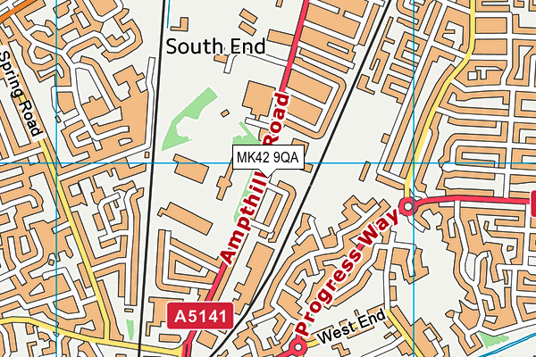 MK42 9QA map - OS VectorMap District (Ordnance Survey)