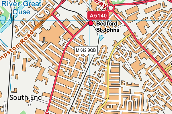 MK42 9QB map - OS VectorMap District (Ordnance Survey)