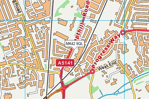 MK42 9QL map - OS VectorMap District (Ordnance Survey)