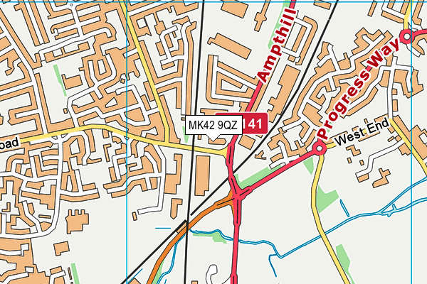 MK42 9QZ map - OS VectorMap District (Ordnance Survey)