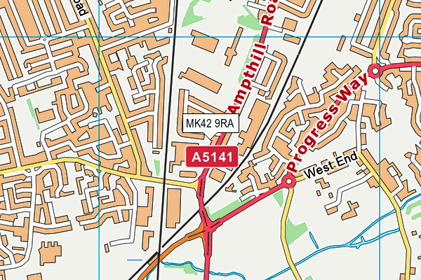 MK42 9RA map - OS VectorMap District (Ordnance Survey)