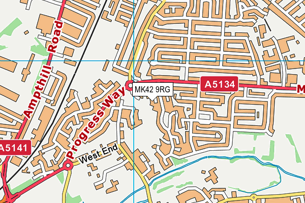 MK42 9RG map - OS VectorMap District (Ordnance Survey)