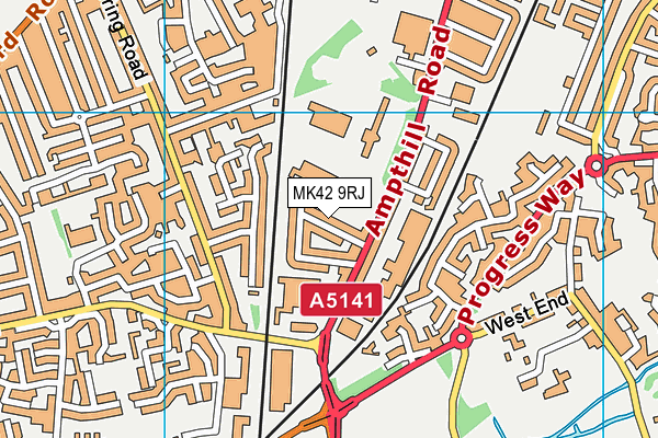 MK42 9RJ map - OS VectorMap District (Ordnance Survey)