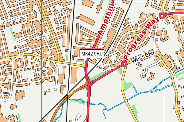 MK42 9RU map - OS VectorMap District (Ordnance Survey)