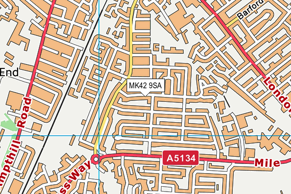 MK42 9SA map - OS VectorMap District (Ordnance Survey)