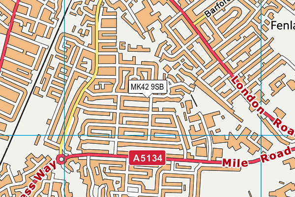 MK42 9SB map - OS VectorMap District (Ordnance Survey)