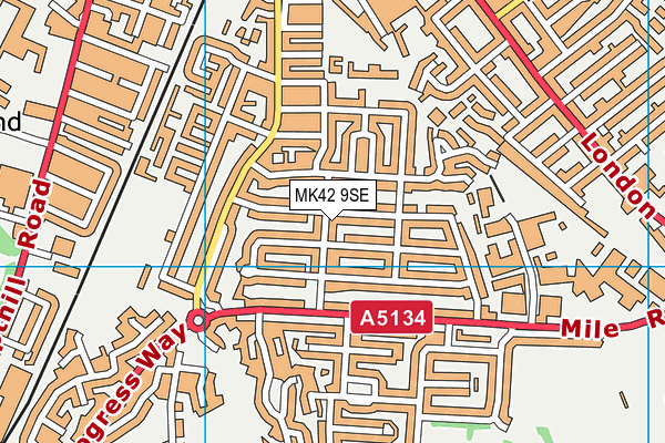 MK42 9SE map - OS VectorMap District (Ordnance Survey)