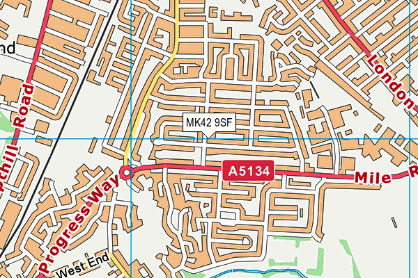 MK42 9SF map - OS VectorMap District (Ordnance Survey)