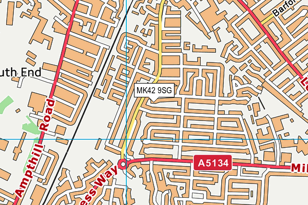 MK42 9SG map - OS VectorMap District (Ordnance Survey)