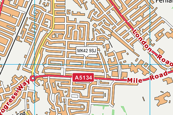 MK42 9SJ map - OS VectorMap District (Ordnance Survey)