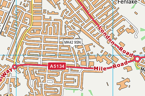 MK42 9SN map - OS VectorMap District (Ordnance Survey)