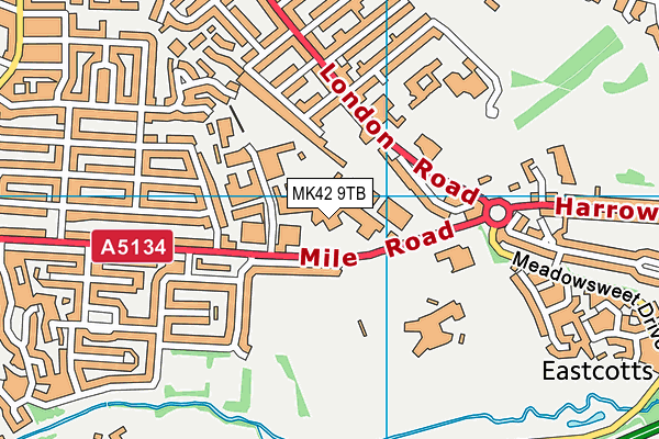 MK42 9TB map - OS VectorMap District (Ordnance Survey)
