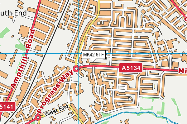 MK42 9TF map - OS VectorMap District (Ordnance Survey)