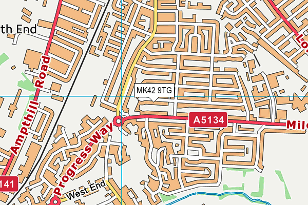 MK42 9TG map - OS VectorMap District (Ordnance Survey)