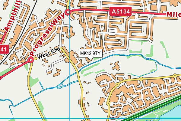 MK42 9TY map - OS VectorMap District (Ordnance Survey)