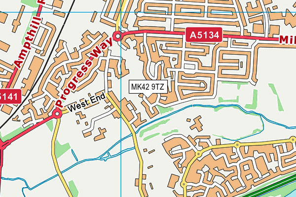 MK42 9TZ map - OS VectorMap District (Ordnance Survey)