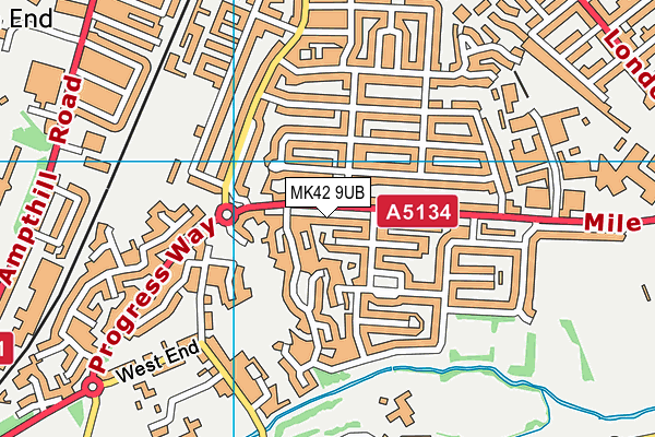 MK42 9UB map - OS VectorMap District (Ordnance Survey)