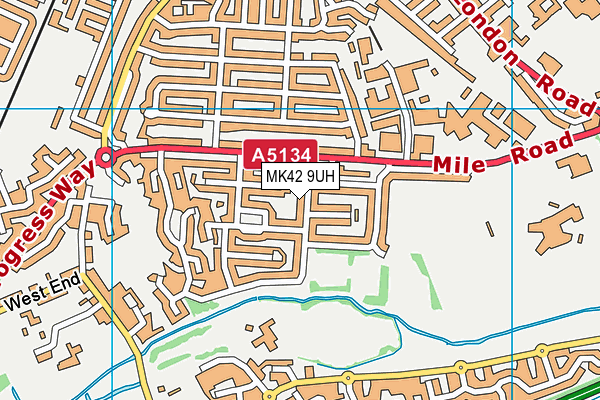 MK42 9UH map - OS VectorMap District (Ordnance Survey)