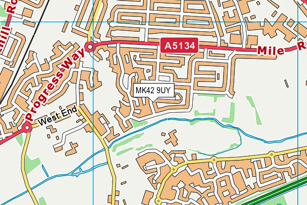 MK42 9UY map - OS VectorMap District (Ordnance Survey)