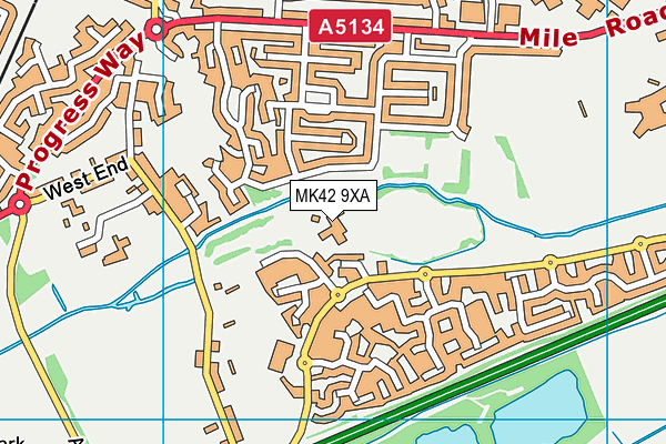 MK42 9XA map - OS VectorMap District (Ordnance Survey)