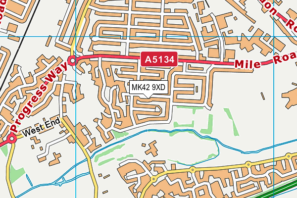 MK42 9XD map - OS VectorMap District (Ordnance Survey)