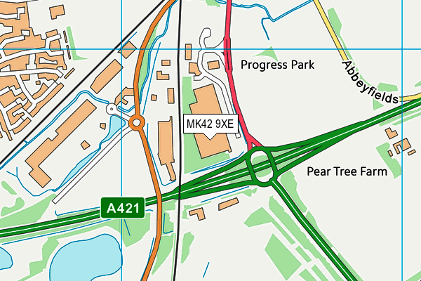 MK42 9XE map - OS VectorMap District (Ordnance Survey)