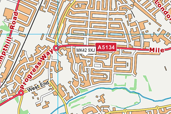 MK42 9XJ map - OS VectorMap District (Ordnance Survey)