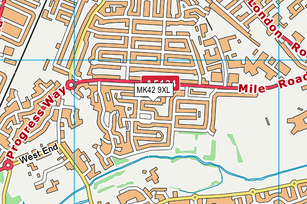 MK42 9XL map - OS VectorMap District (Ordnance Survey)