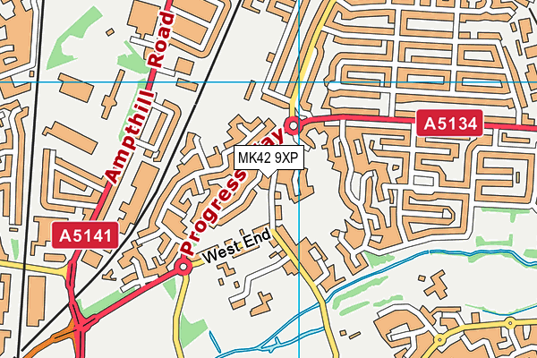 MK42 9XP map - OS VectorMap District (Ordnance Survey)