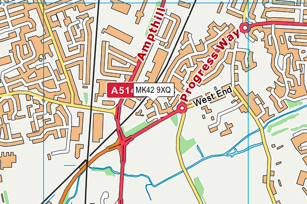 MK42 9XQ map - OS VectorMap District (Ordnance Survey)