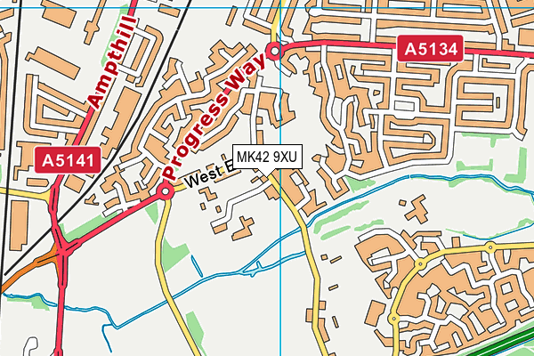 MK42 9XU map - OS VectorMap District (Ordnance Survey)