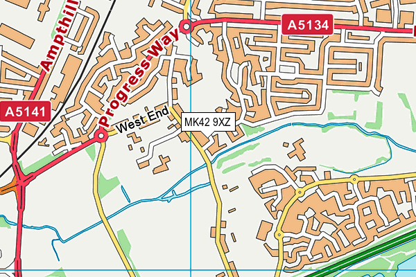 MK42 9XZ map - OS VectorMap District (Ordnance Survey)