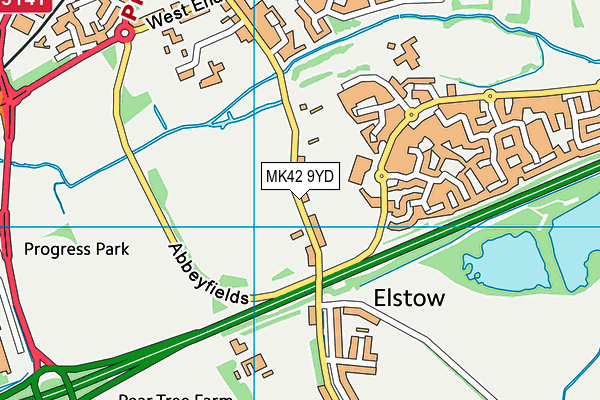 Elstow Playing Field map (MK42 9YD) - OS VectorMap District (Ordnance Survey)