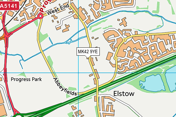 MK42 9YE map - OS VectorMap District (Ordnance Survey)