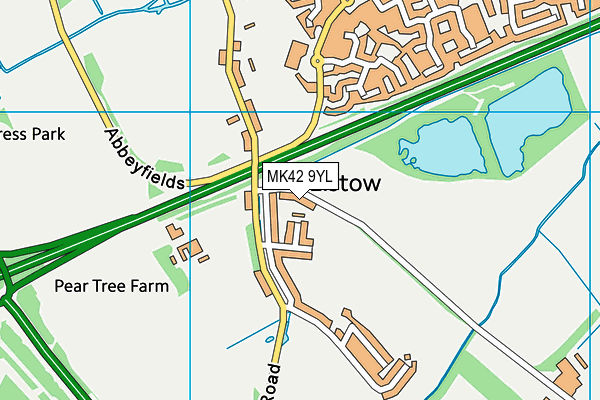 MK42 9YL map - OS VectorMap District (Ordnance Survey)