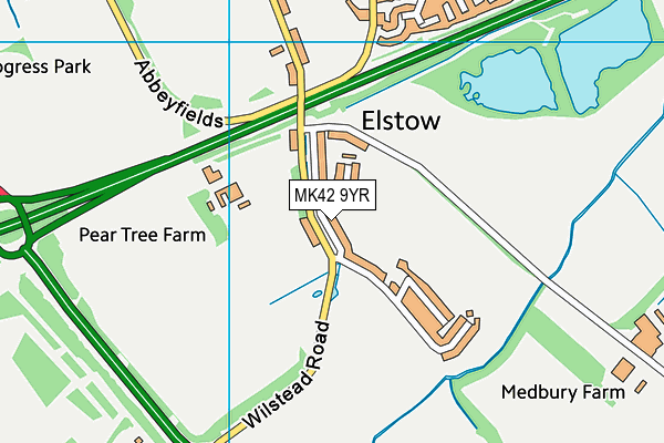 MK42 9YR map - OS VectorMap District (Ordnance Survey)