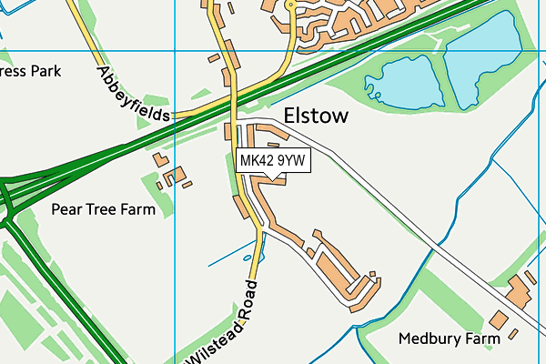 MK42 9YW map - OS VectorMap District (Ordnance Survey)