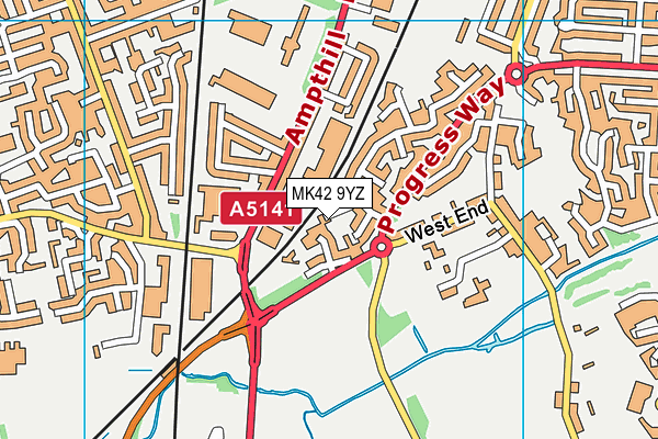 MK42 9YZ map - OS VectorMap District (Ordnance Survey)