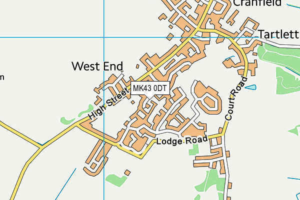 MK43 0DT map - OS VectorMap District (Ordnance Survey)