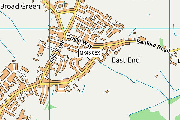 MK43 0EX map - OS VectorMap District (Ordnance Survey)
