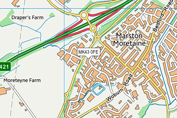 MK43 0FE map - OS VectorMap District (Ordnance Survey)