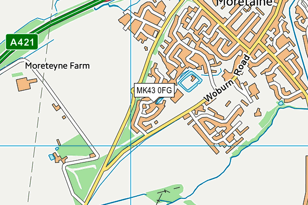 MK43 0FG map - OS VectorMap District (Ordnance Survey)