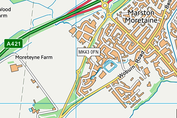 MK43 0FN map - OS VectorMap District (Ordnance Survey)