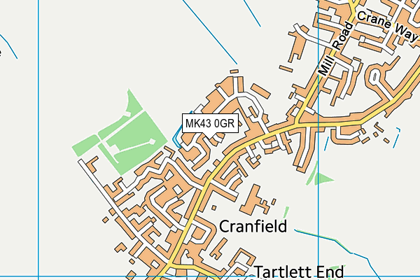 MK43 0GR map - OS VectorMap District (Ordnance Survey)