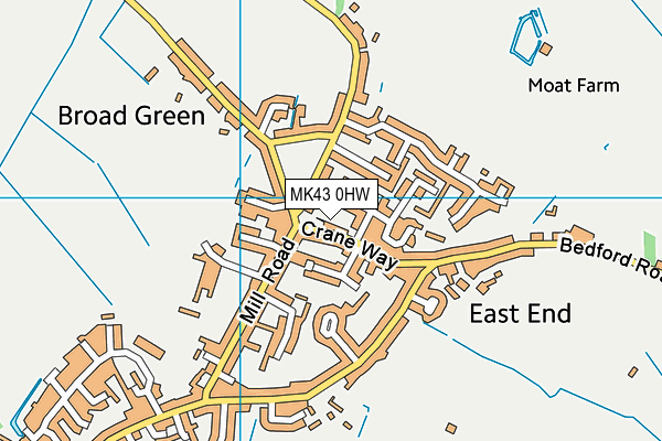 MK43 0HW map - OS VectorMap District (Ordnance Survey)